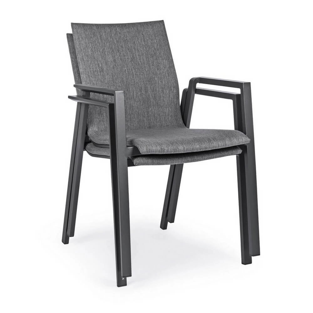 Set di 4 Sedia da Esterno con Braccioli in Alluminio e Tessuto - CLASSICAL