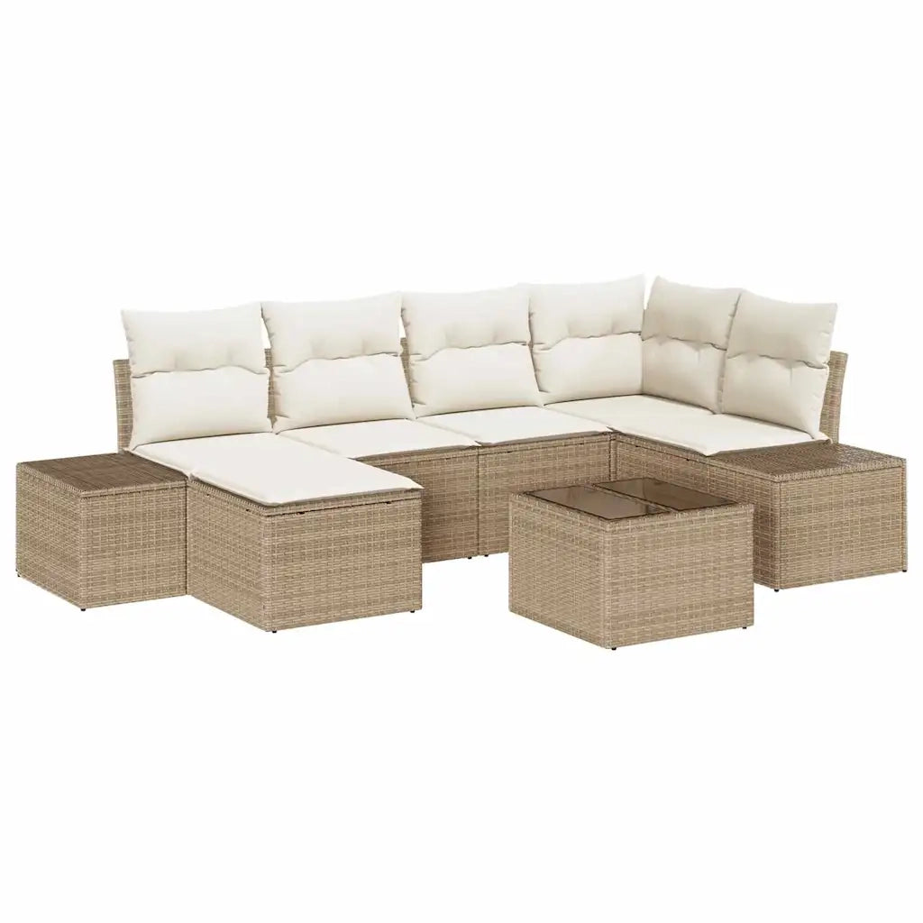 Set Divano da Giardino 6 pcs Beige e Crema polyrattan 3355810