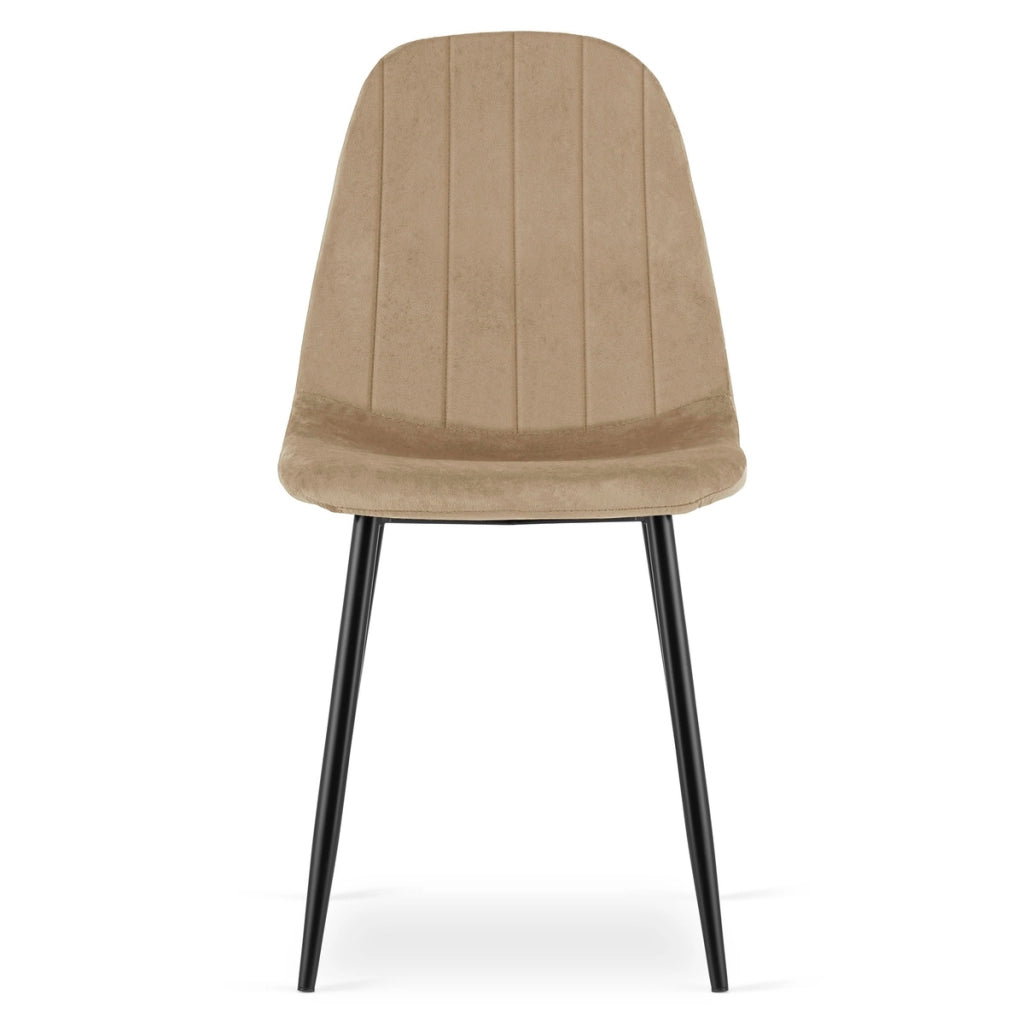 Sedia Padva in velluto marrone con gambe in metallo nero
