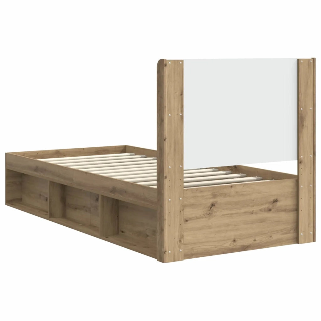 Letto singolo | Letto per adulti | Struttura del letto con stoccaggio e testata Rovere Artigianale