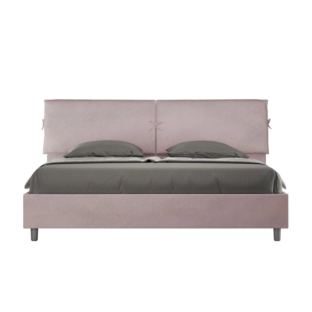 BS COM Letto matrimoniale king size con rete imbottito 200x200 microfibra glicine