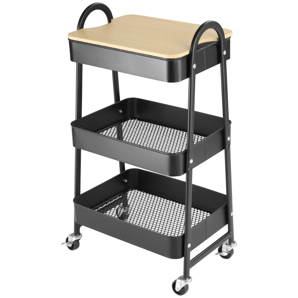 Carrello di servizio con 3 ripiani ¨C zephmum ¨C nero metallo plastica