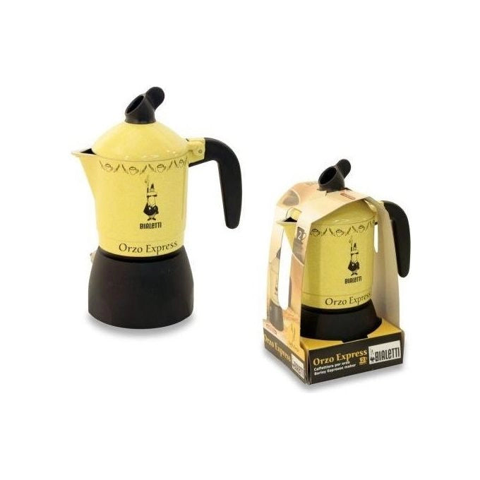Bialetti 5338 Orzo Express Moka per Orzo 2 Tazze Alluminio Manico Silicone colore Giallo