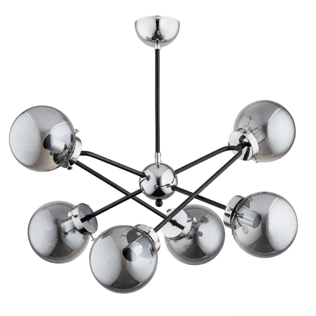 Plafoniera moderna nero/argento 6xE14 sfere fumé MAXY