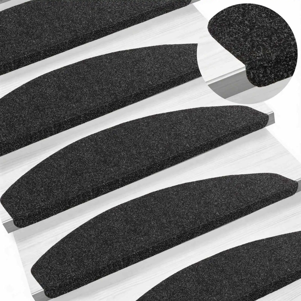 Tappetini per scale autoadesivi 15 pz | Gradini per Scale Nero 80 x 28 x 3,5 cm