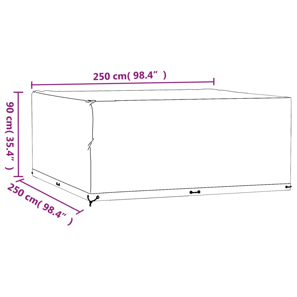 Copri Mobili da Giardino 2pz 16 Occhielli 250x250x90cm Quadrato 3155357