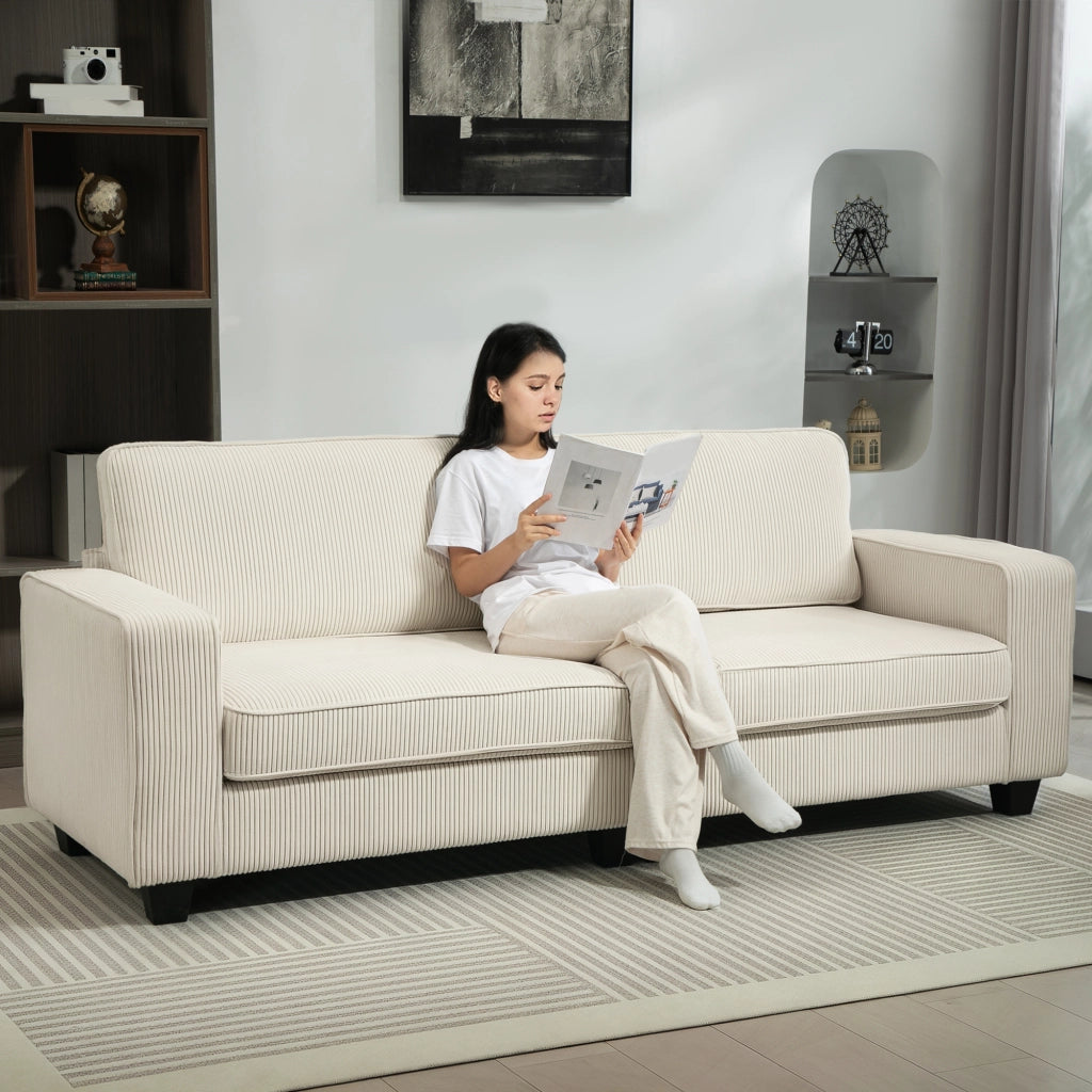 Divano 3 posti in tessuto ¨C Minimal ¨C crema 227x84x87