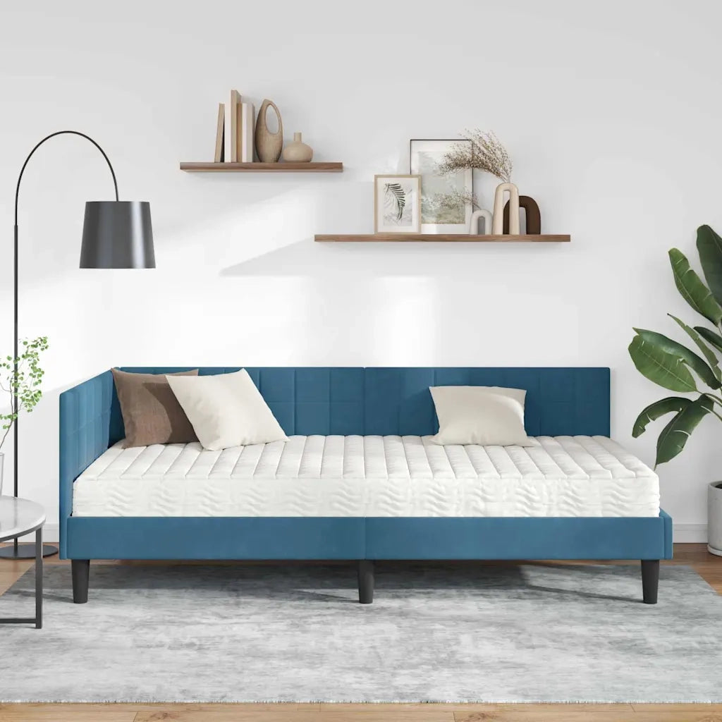 Struttura Letto Angolare con Materasso 2 pcs Blu Velluto 3393977