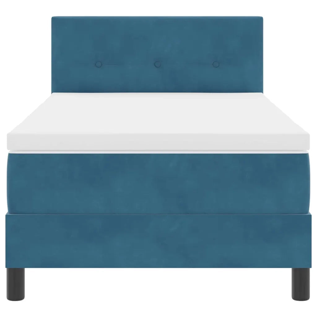 Letto a molle con materasso Blu Scuro 100 x 200 cm Velluto 3339156