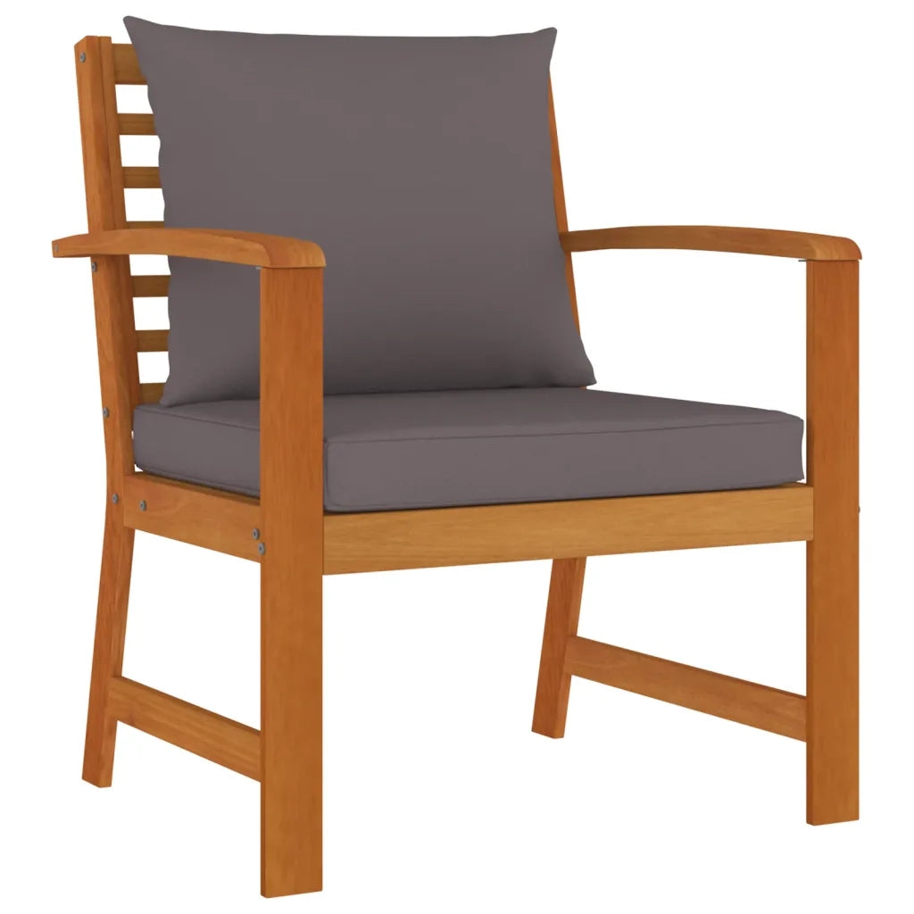 Set da Pranzo Giardino 4pz con Cuscini Legno Massello di Acacia 3154979