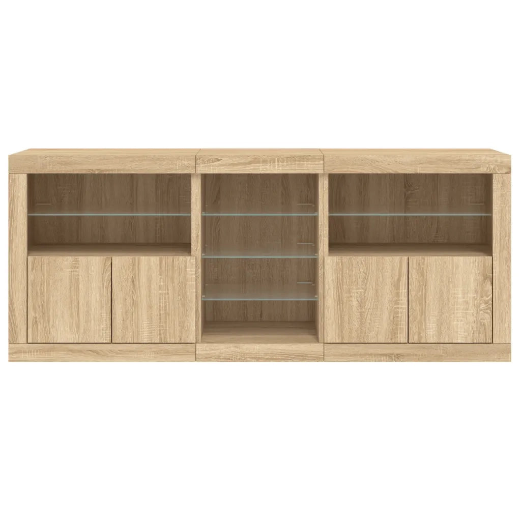 Credenza con Luci LED Rovere Sonoma 181,5x37x67 cm