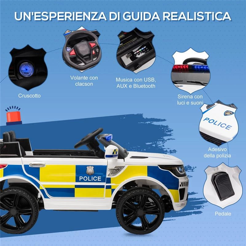 MACCHINA ELETTRICA PER BAMBINI CON TELECOMANDO BIANCA