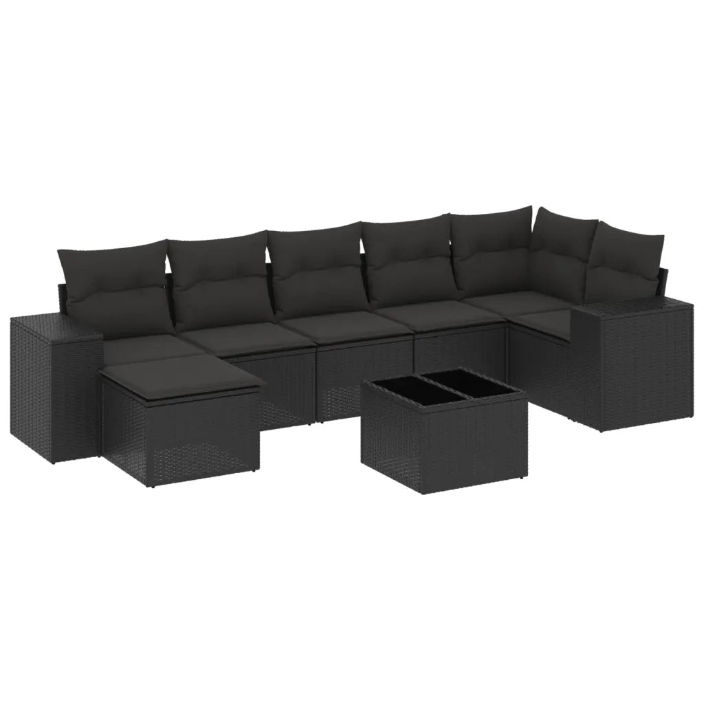 Set Divani da Giardino con Cuscini 8 pz Nero in Polyrattan 3255222