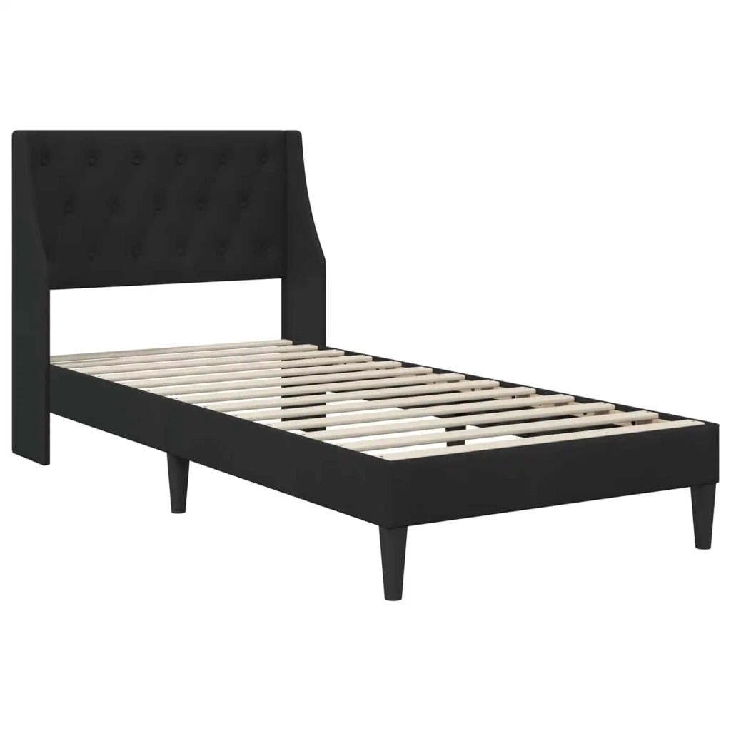Struttura del letto con testiera-Giroletto Nero 90 x 190 cm Velluto 384876