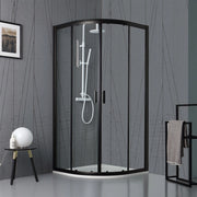 Box doccia semicircolare 80x80 cm cristallo trasparente e profilo nero opaco