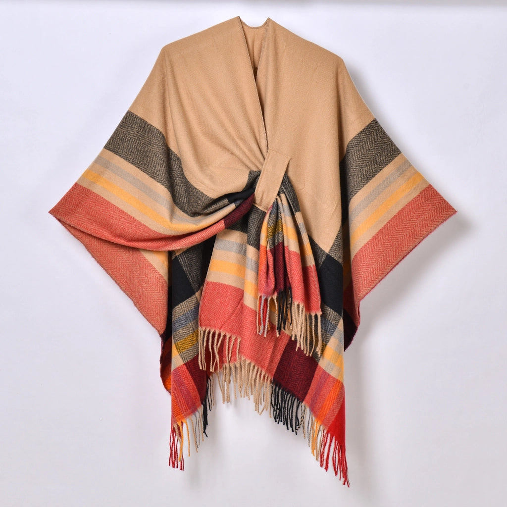 Sciarpa da donna, elegante mantello con cintura diagonale monocromatica