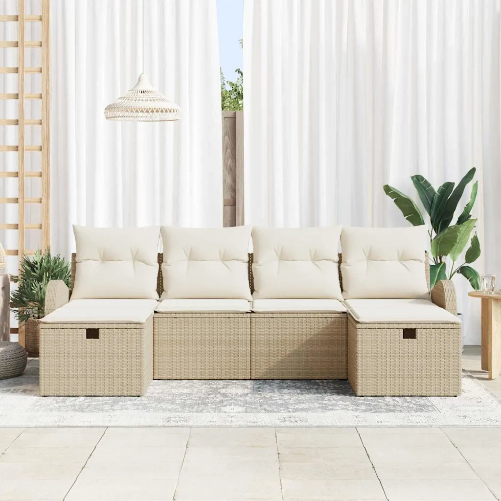 Set Divano da Giardino con cuscino 6 pcs Beige polyrattan 3360452