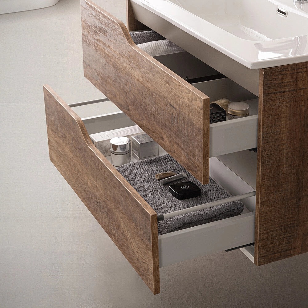 Mobile bagno sospeso 60cm tabacco e tortora con lavabo Sumya