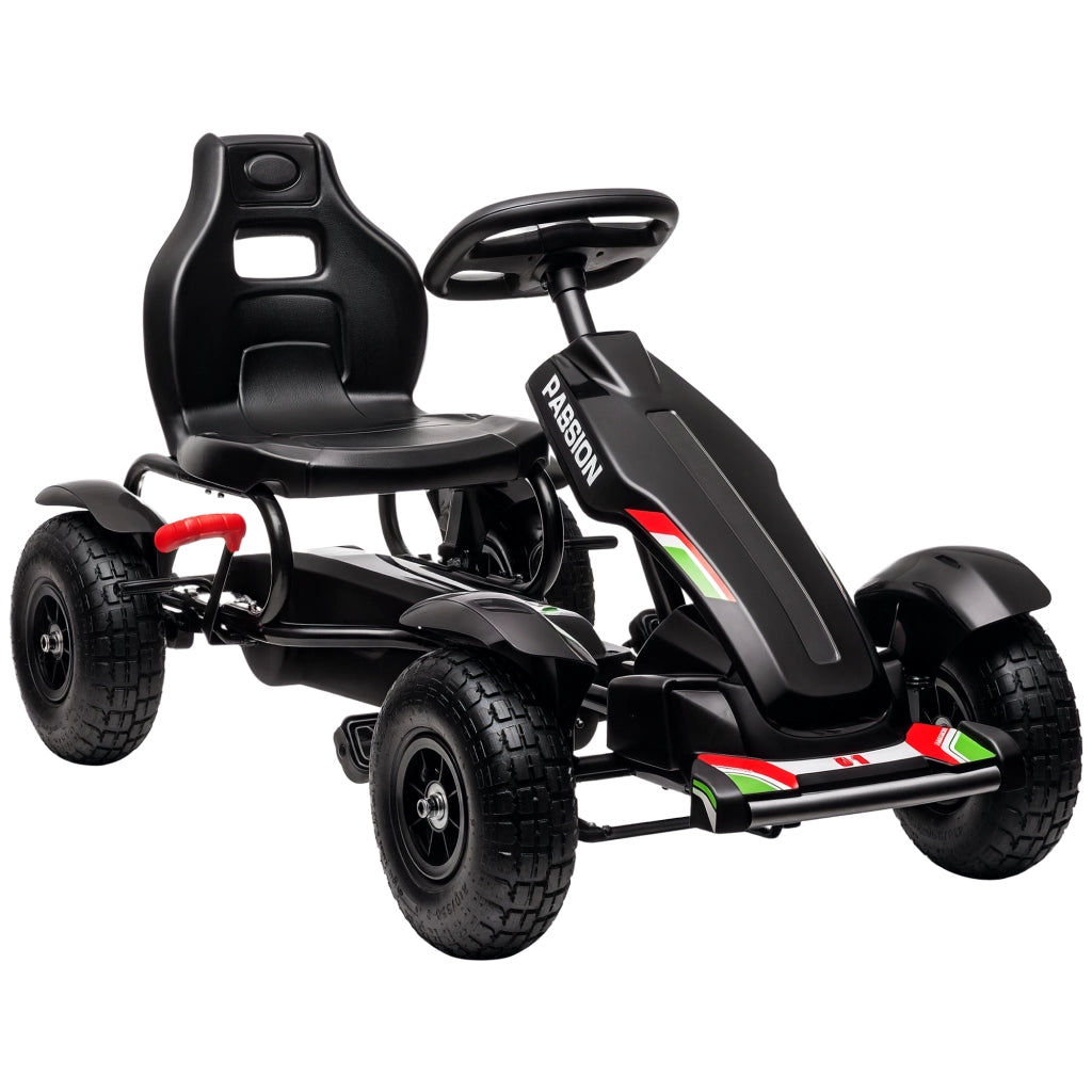 Go-Kart a Pedali per Bambini ¨C Xylo ¨C Nero, Sedile Regolabile, Freno a Mano, 121x58x61 cm