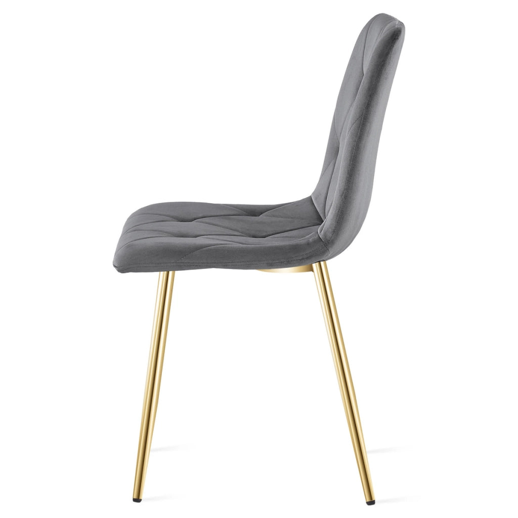 Sedia Libra in velluto grigio scuro con gambe dorate