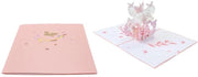 Carta pop-up con fiori farfalla - 3D carta - Carta di compleanno - Set di regalo con involucro - Rosa - 15,5 x 13 cm