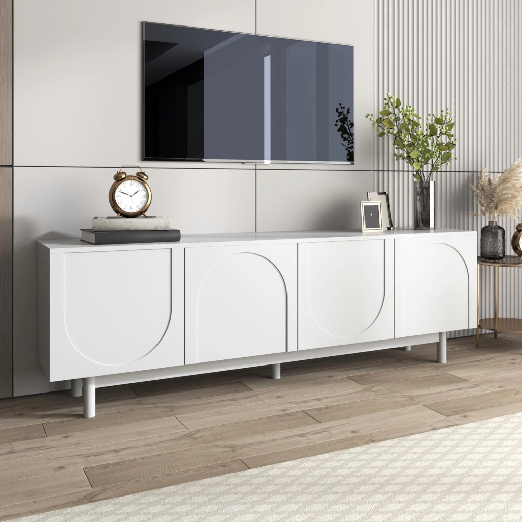 Cassettiera TV bianca in truciolato lunghezza 175 cm