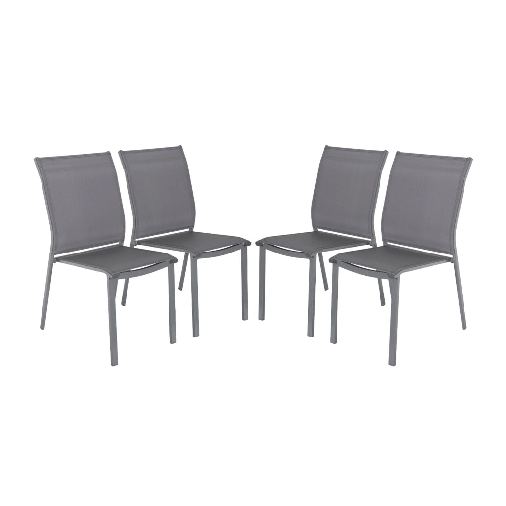Set 4 sedie da giardino impilabili in alluminio e textilene, antracite