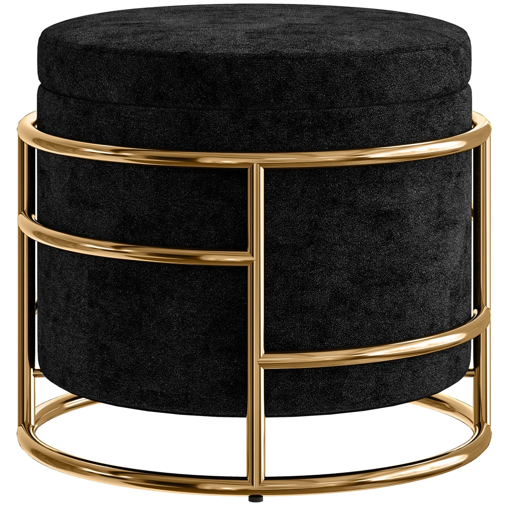 Poltrona pouf con cassetti ¨C zephmum ¨C nero, metallo dorato