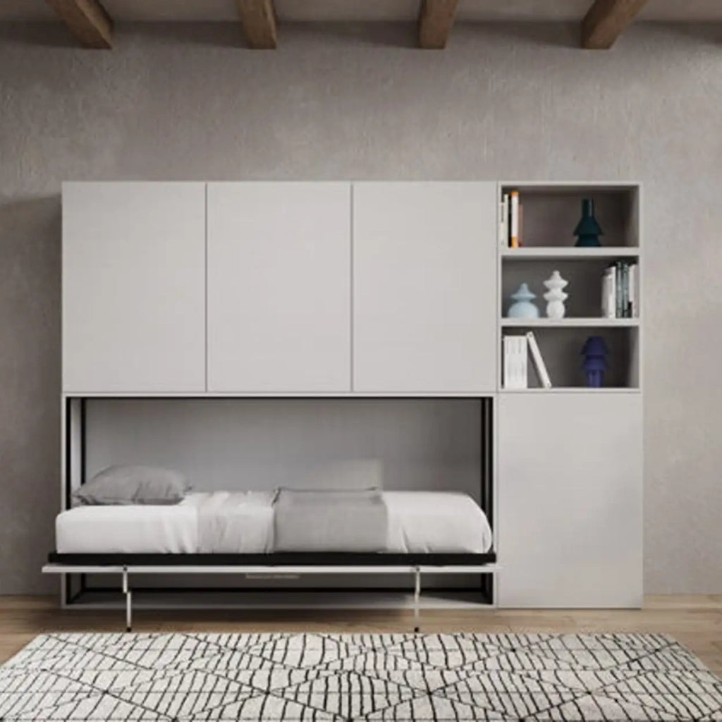 Letto singolo a scomparsa Kando comp.F bianco frassino