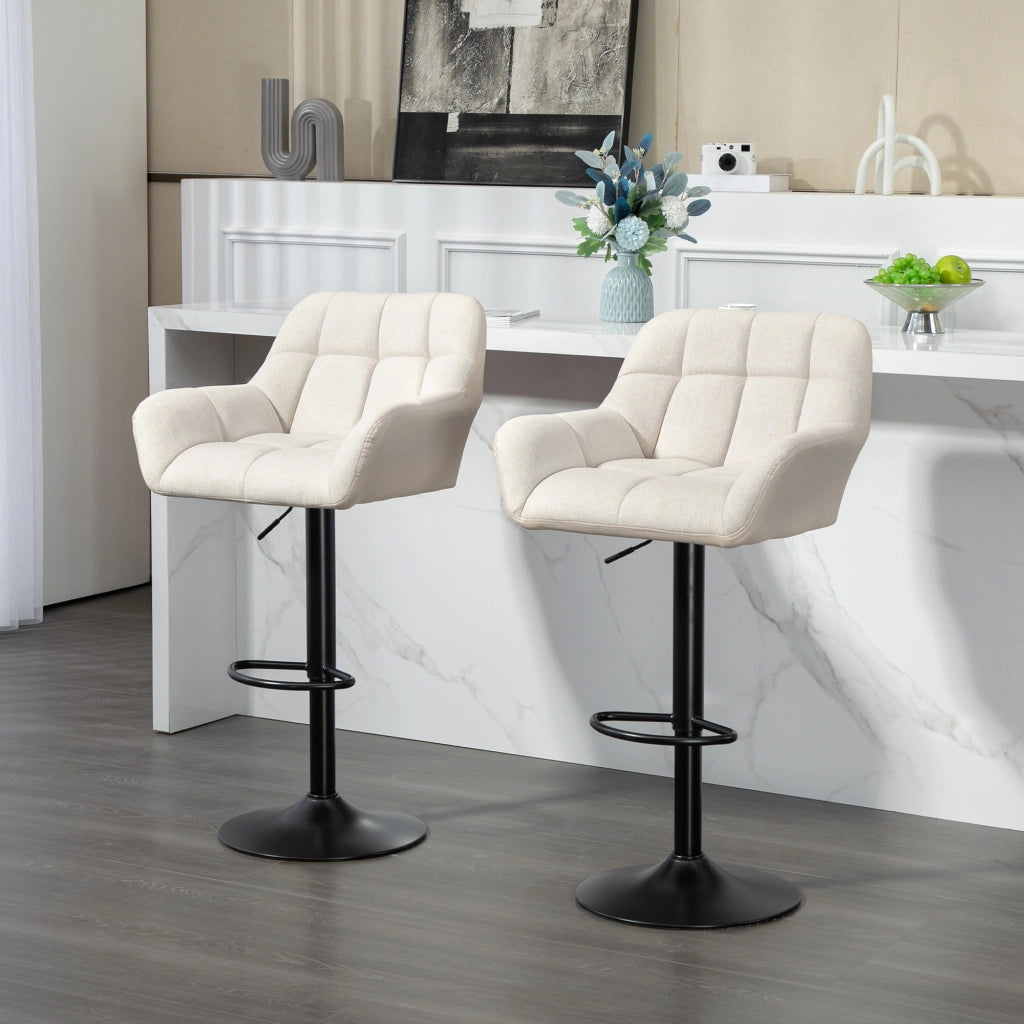 Sgabelli 2 Pezzi Design Retr¨° Altezza Regolabile ¨C Zephmum ¨C Ecopelle Creme + Nero
