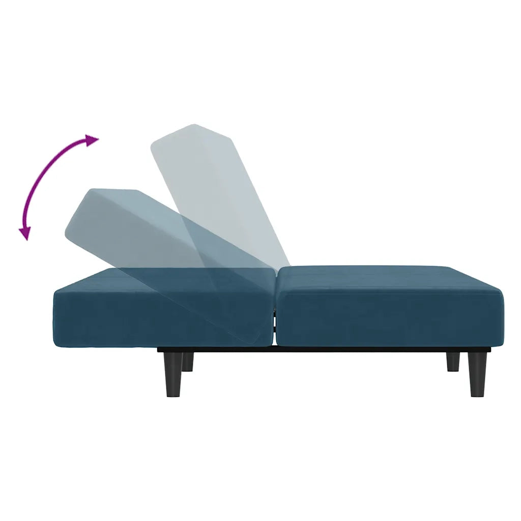 Divano letto | Sof¨¤ letto | Letto singolo a 2 Posti Blu in Velluto