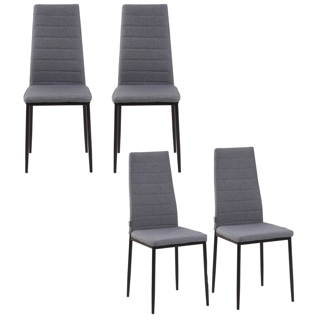 Set 4 Sedie Imbottite da Pranzo ¨C Xylo ¨C Tessuto Grigio Metallo Moderne per Sala Cucina Soggiorno