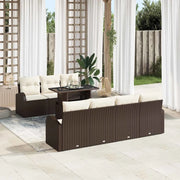 Set Divano da Giardino con cuscino 8 pcs Marrone Poly Rattan