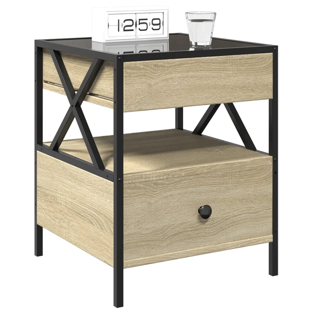Comodino con LED Infinity Rovere Sonoma 40x40x51 cm 3284102