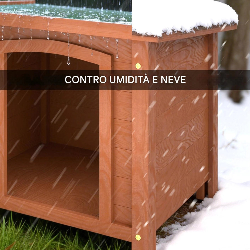Cuccia per Cani in Legno da Esterno Tetto Apribile Impermeabile 66x53x54cm