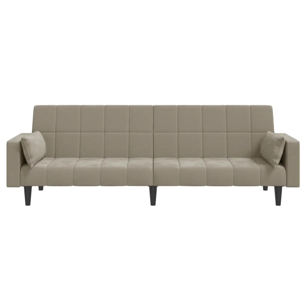 Divano letto | Sof¨¤ letto | Letto singolo a 2 Posti con 2 Cuscini Grigio Chiaro in Velluto