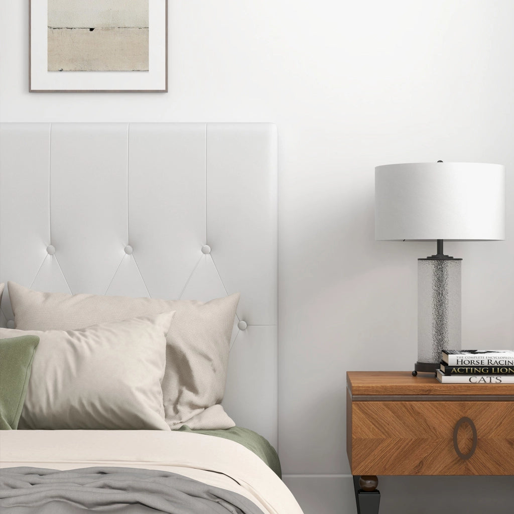Testiera Letto Matrimoniale Imbottita con Bottoni ¨C Xylo ¨C Pelle PU Bianco 160x120 cm