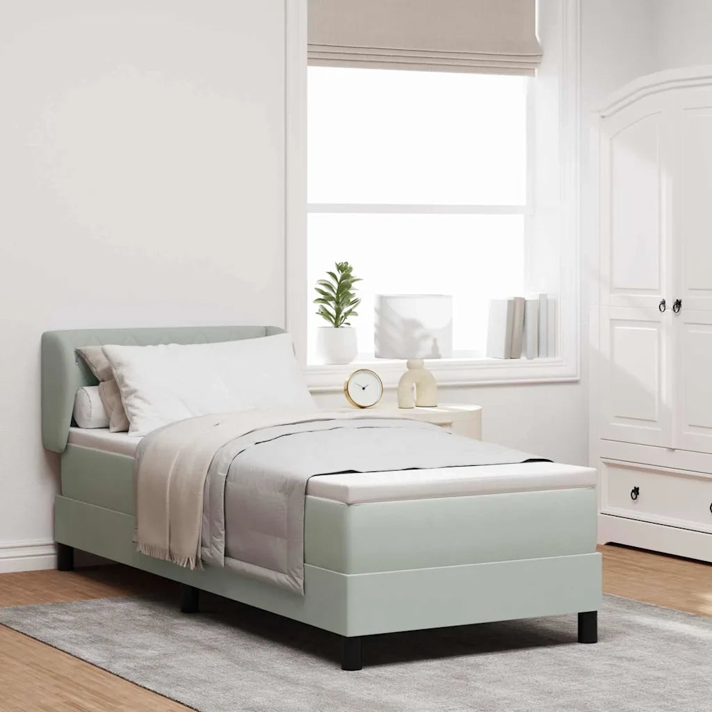 Letto a molle con testiera Grigio chiaro 80 x 200 cm Velluto 3340304