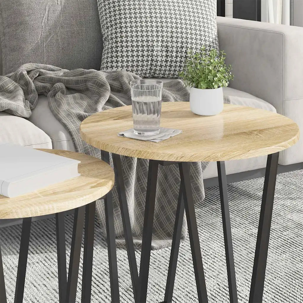 Set tavolini 2 pz | Tavolo laterale Rovere Sonoma e Nero