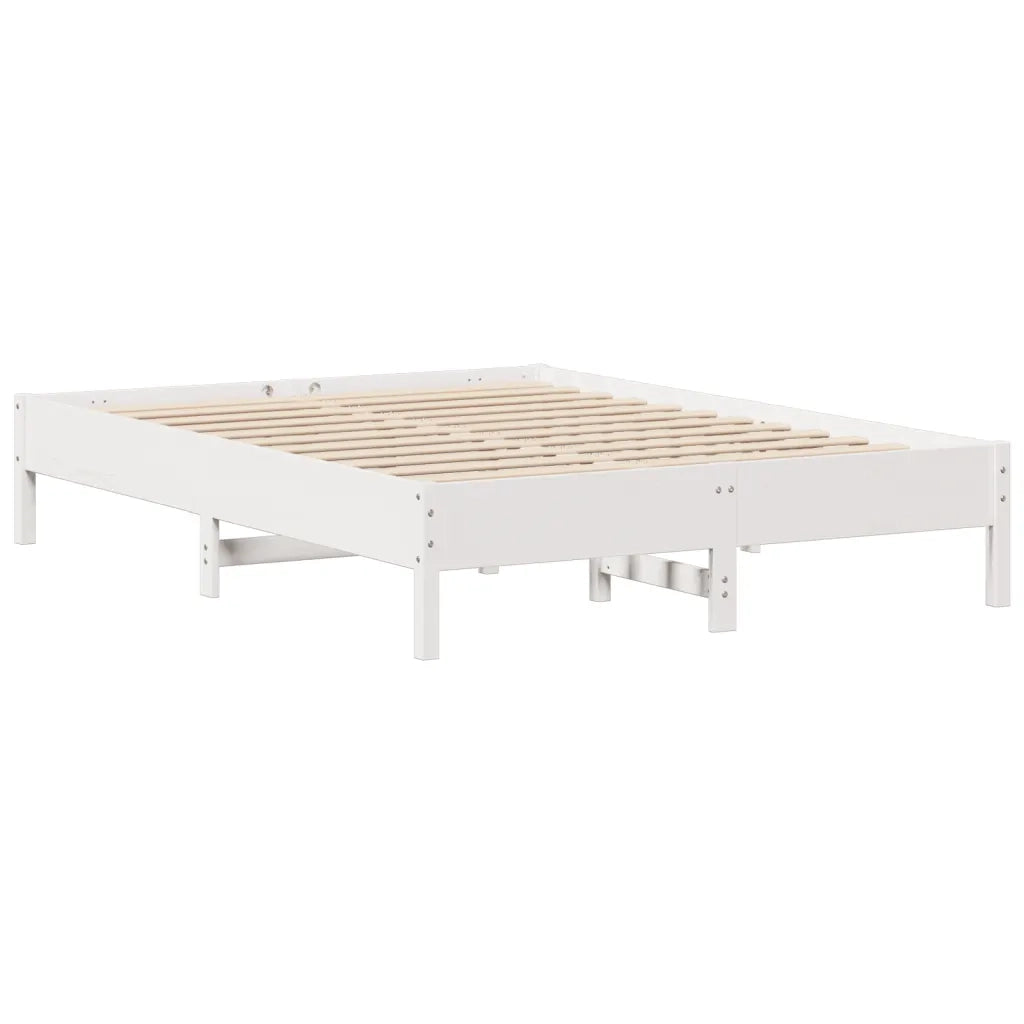 Letto senza Materasso-Struttura Letto Bianco 135x190 cm Legno Massello di Pino 736026