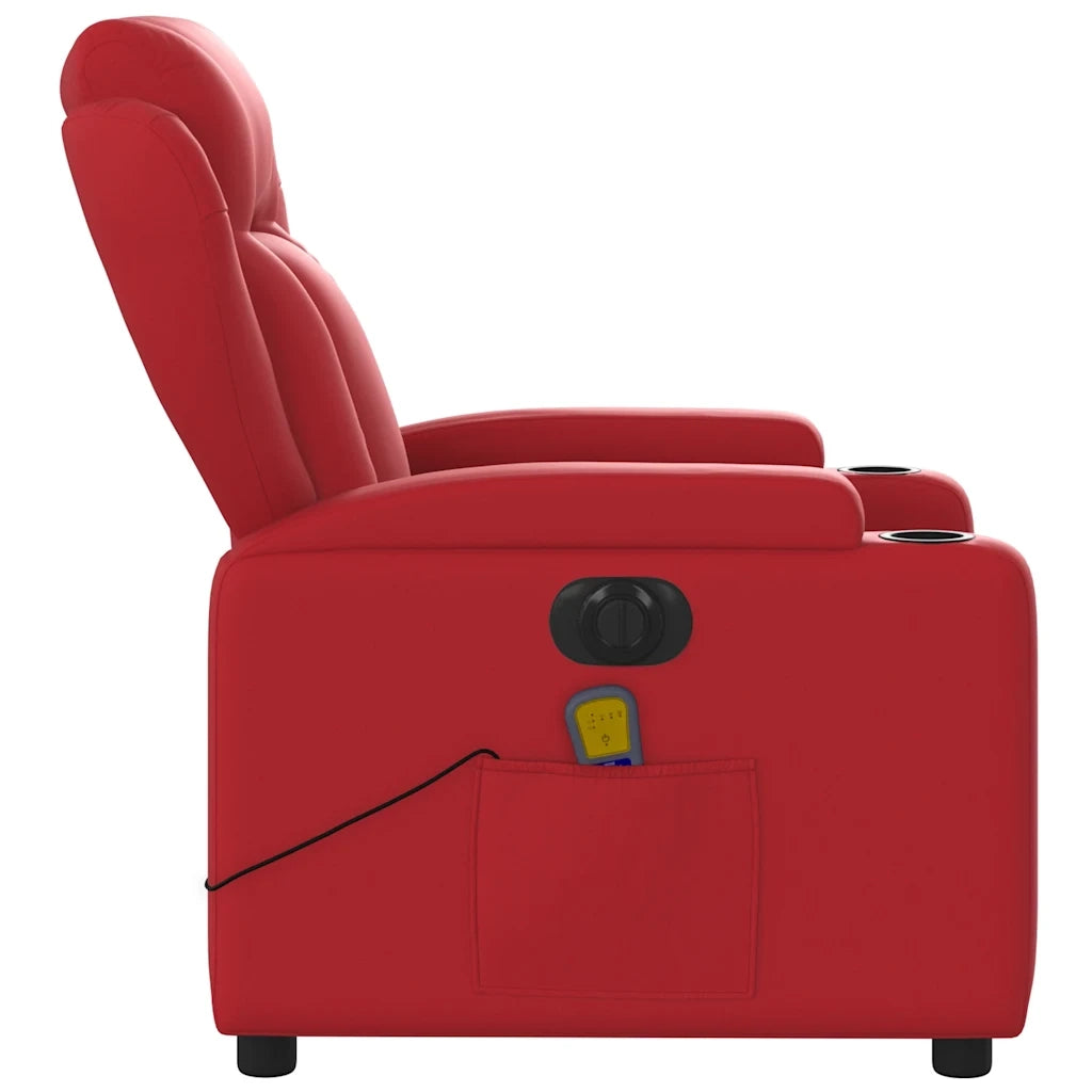 Poltrona Massaggio Elettrica Reclinabile Rosso Similpelle 3204542
