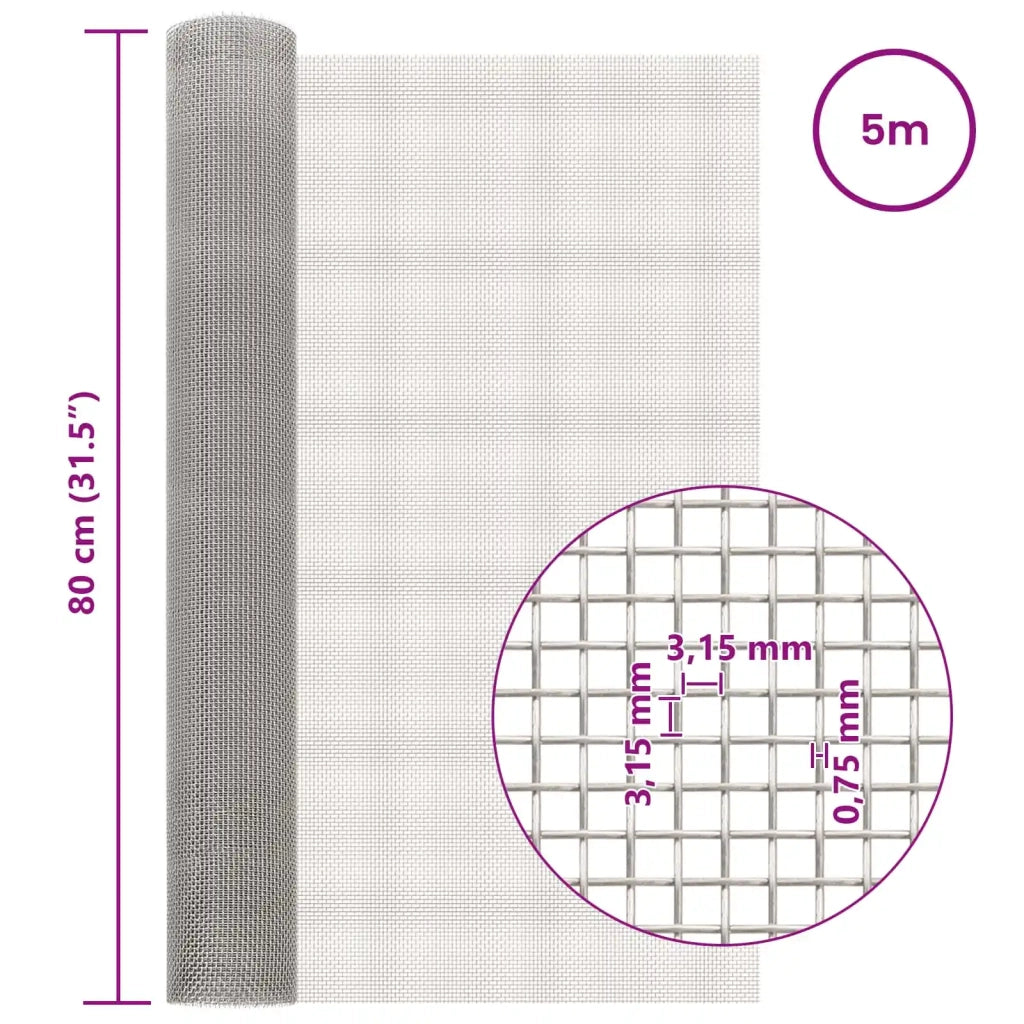 Rete per schermatura 80 x 500 cm 6 Mesh Argento 42039654