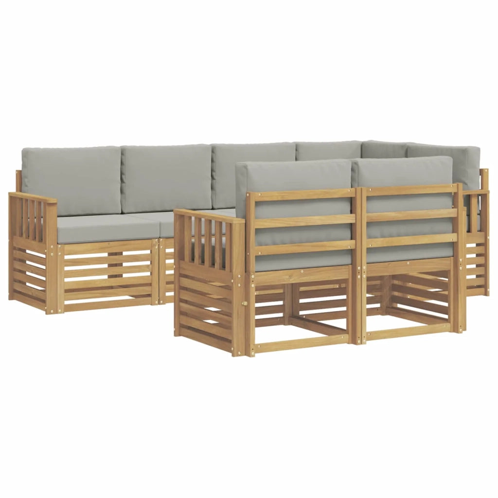 Set di divani da esterno 7 pcs Bianco e Grigio Chiaro 3391986