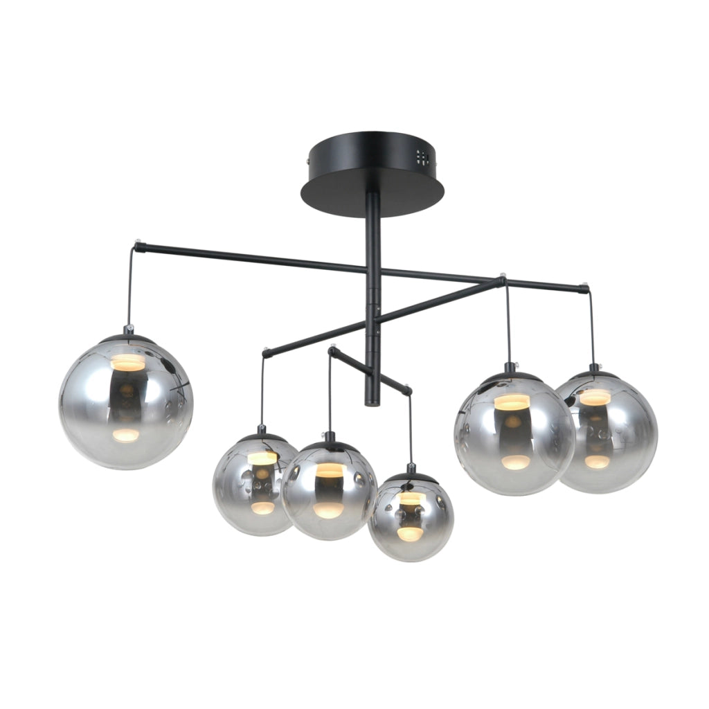 Lampada a sospensione LED nera vetro fumé Velada 30W