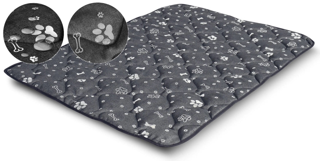 AIO FACTORY 100x70 cm Tappetino per cuccia per cani impermeabile Silver Bones