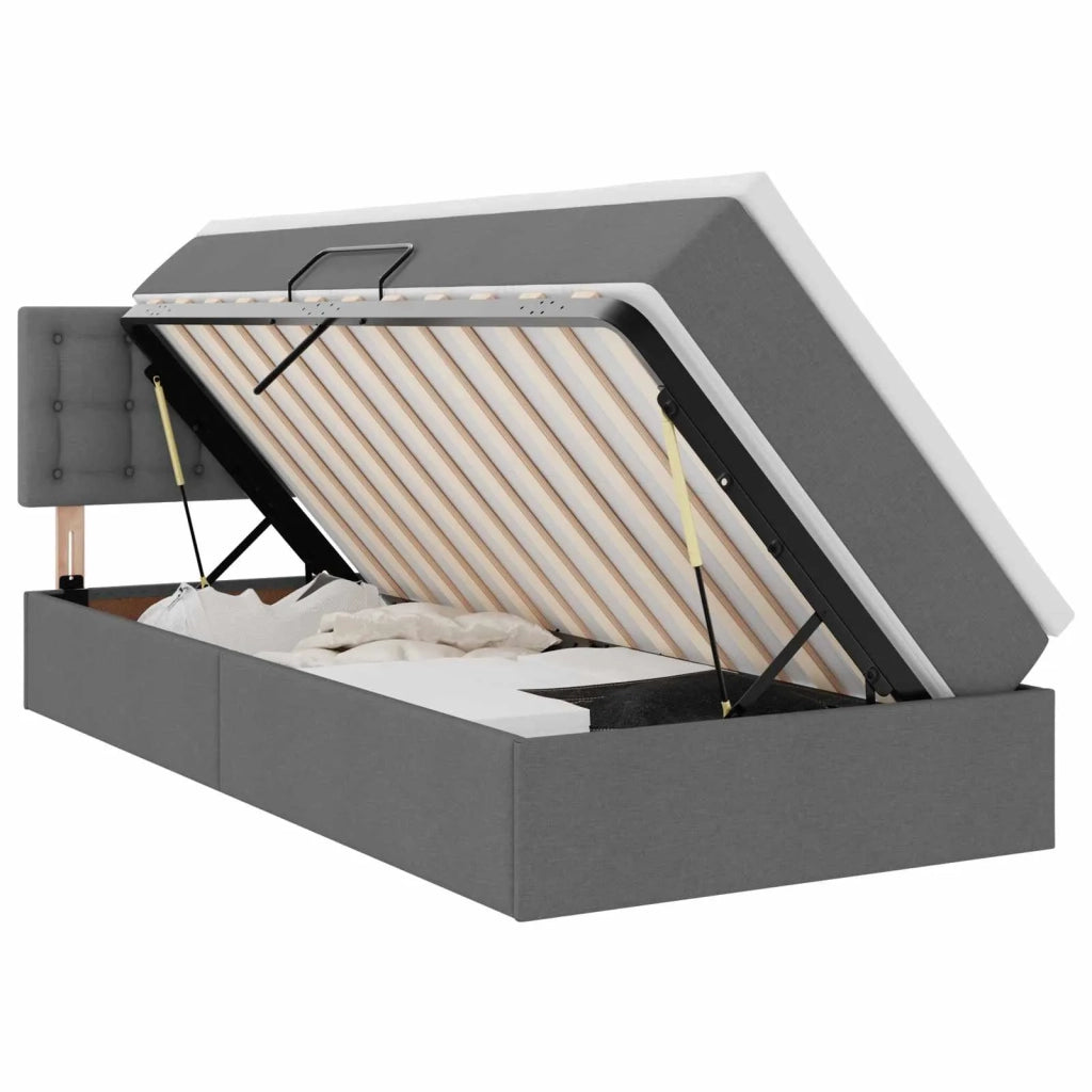 Letto con contenitore e materasso Grigio scuro 90 x 200 cm