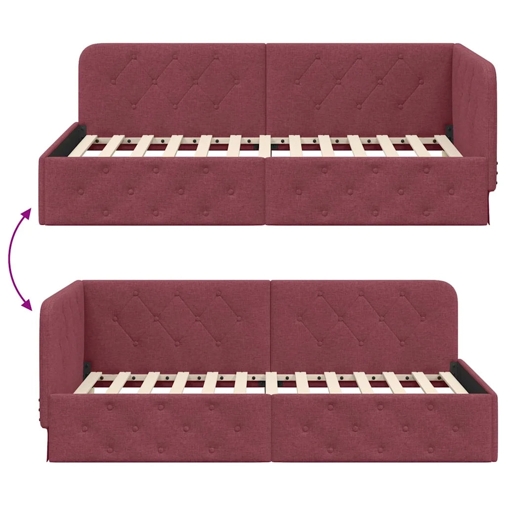 Cornice del letto ad angolo Rosso Vino 90 x 190 cm Tessuto 42016490
