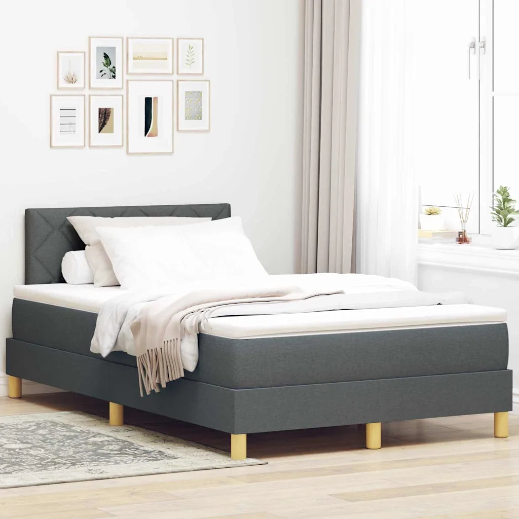 Letto a Sorgente LED con led Grigio scuro 120 x 200 cm Tessuto