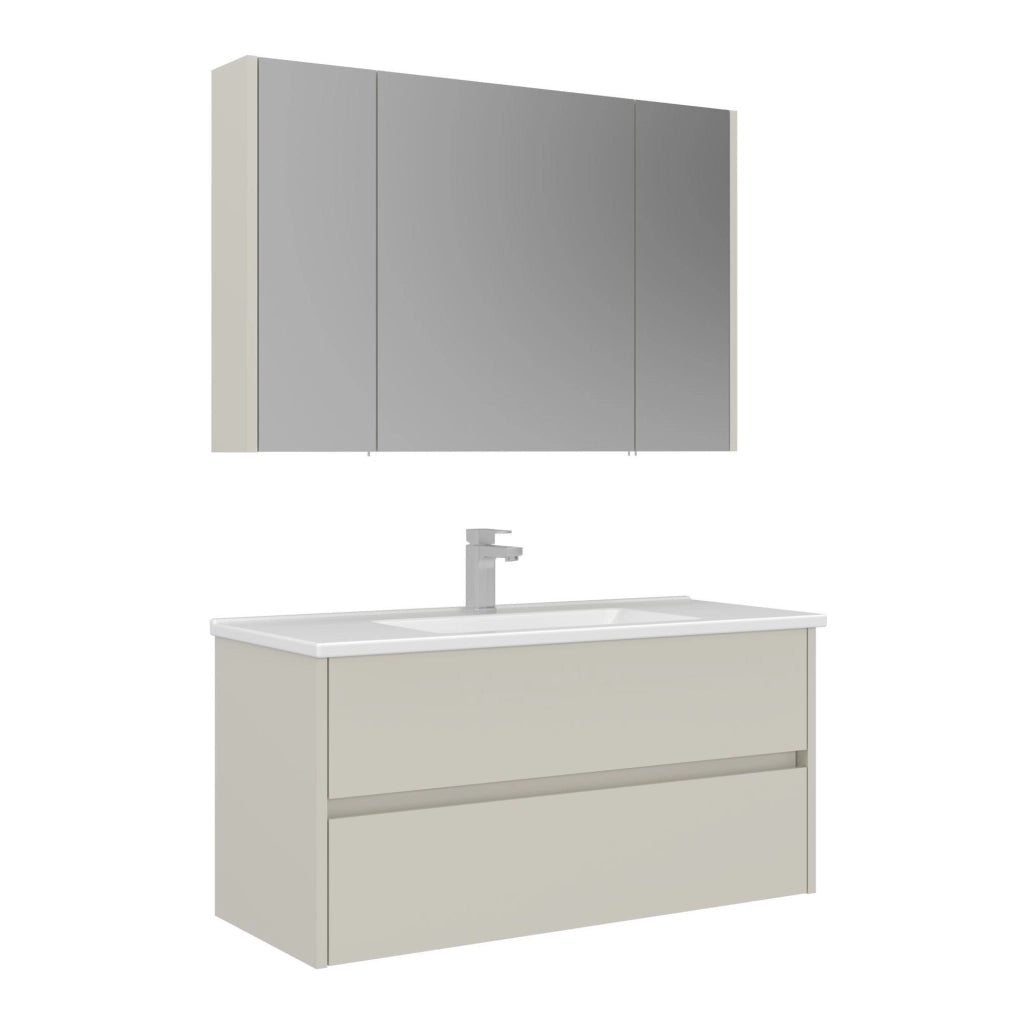 Set mobile lavabo con specchio (2 pezzi) "Arno 100" - 100 x 45 x 52 cm - Cashmere