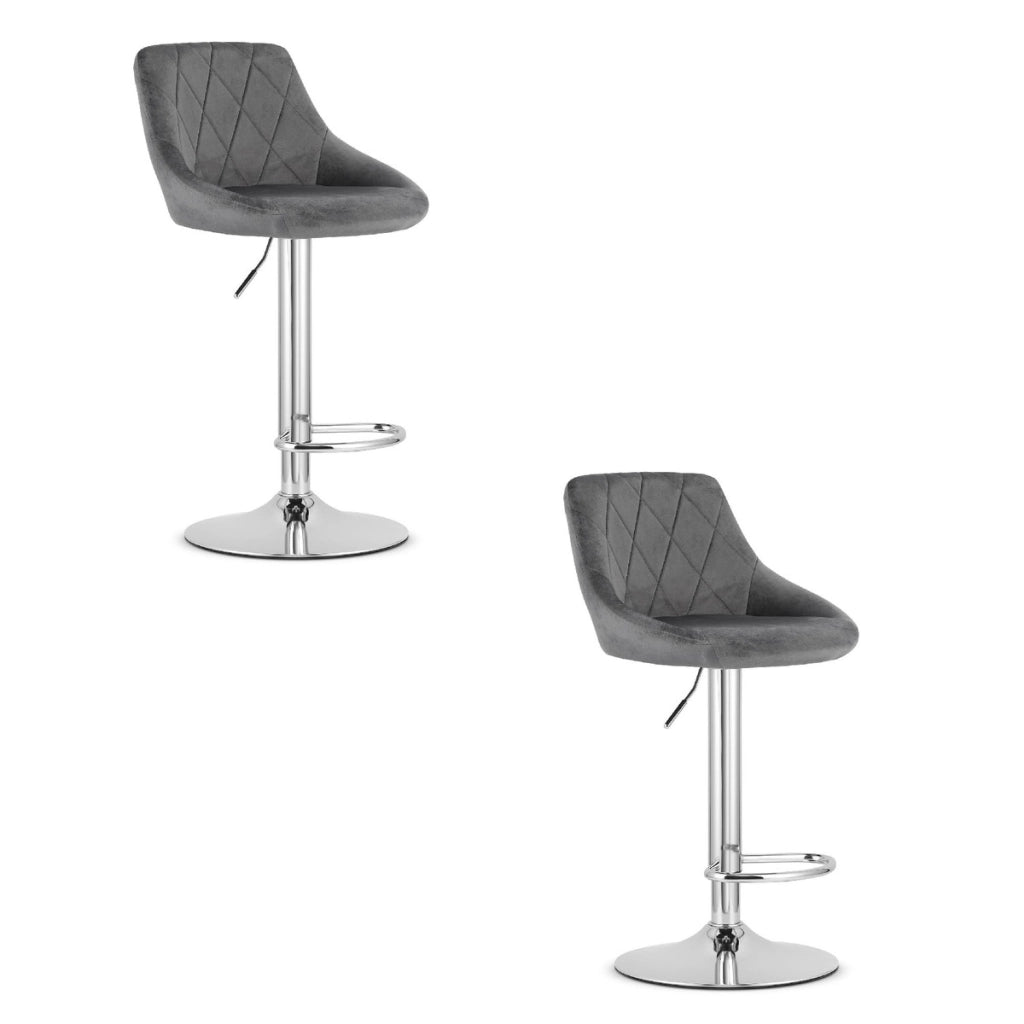 Set di 2 sgabelli bar Kast in velluto grigio e acciaio cromato
